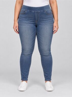Nine West Heidi Pull-On Skinny Jeans Size 16 Medium Wash NWT